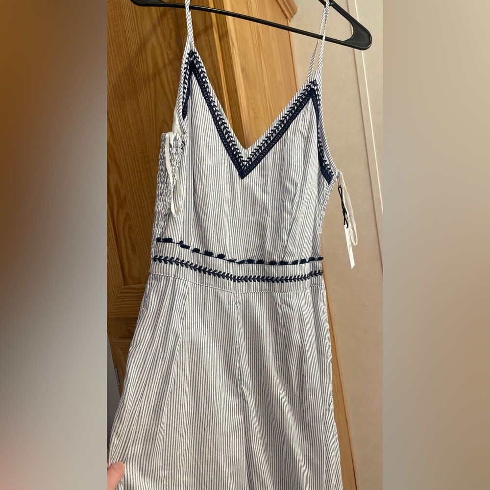 White and blue jumpsuit